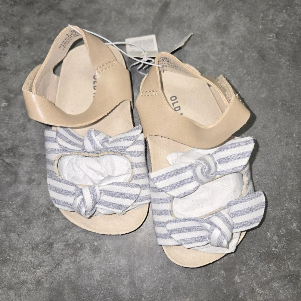 Old Navy Tan and Blue Striped Baby Sandals